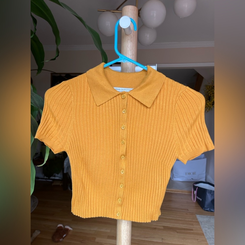 Urban Outfitters Mustard Yellow Ribbed Knit Top